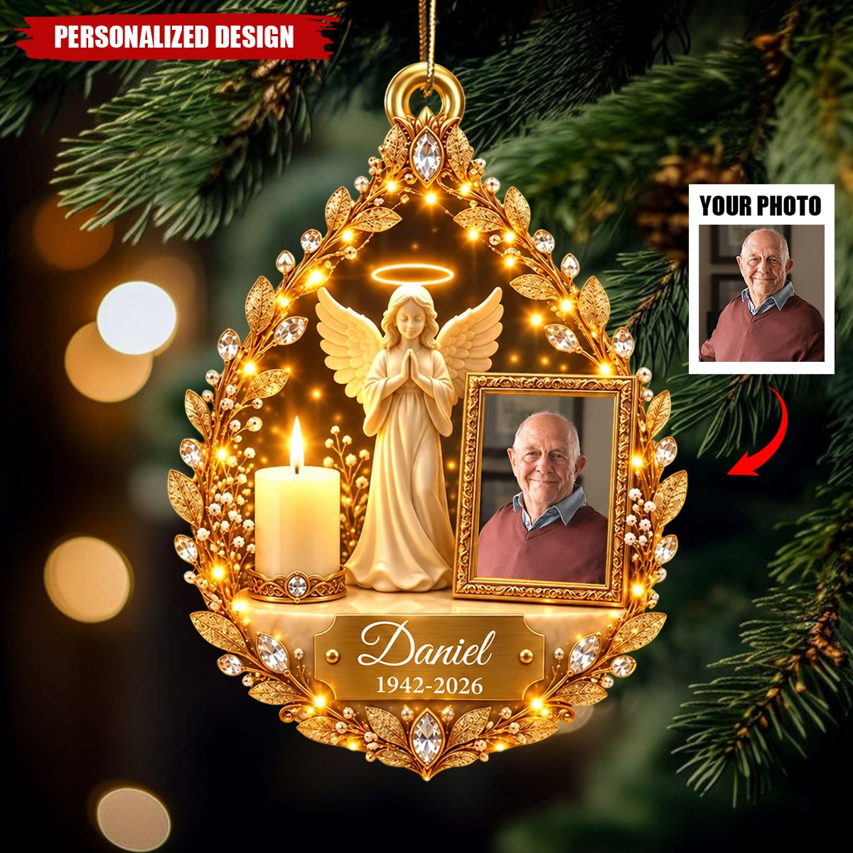 Guardian Angel Photo Memorial - Personalized Acrylic Ornament