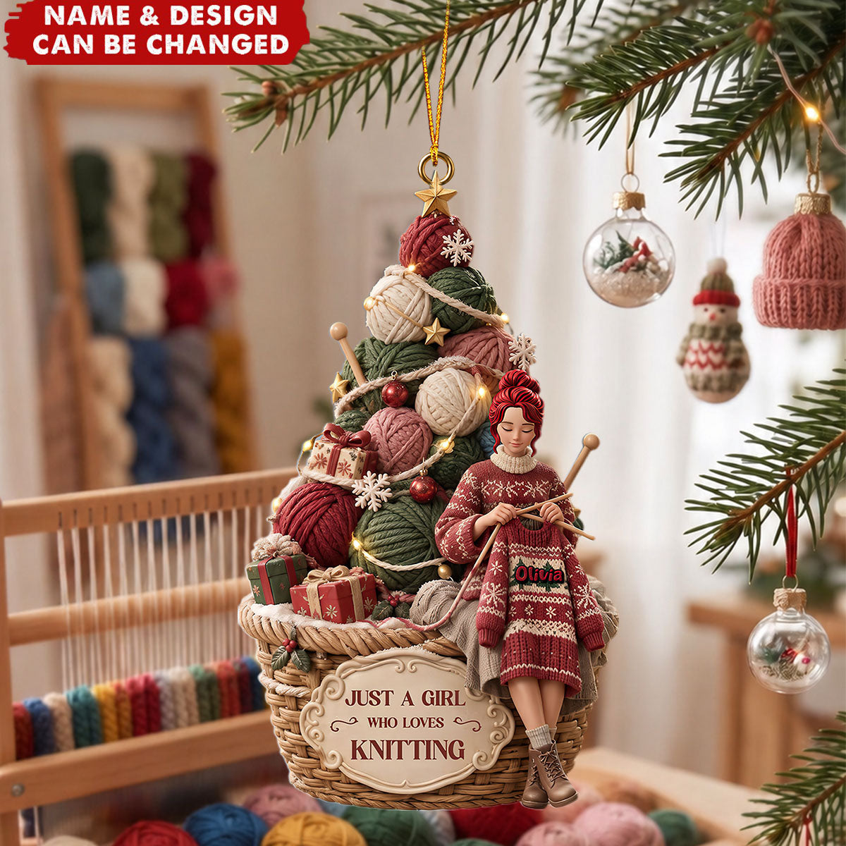 Balls Of Yarn Christmas Ornament - Personalized Gifts For Knitting Lovers
