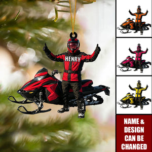 Personalized Funny Snowmobile Ornament: Custom Acrylic Winter Sports Decoration