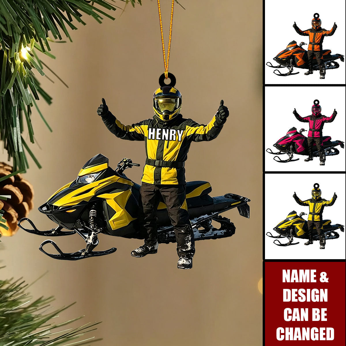 Personalized Funny Snowmobile Ornament: Custom Acrylic Winter Sports Decoration
