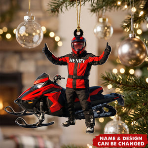 Personalized Funny Snowmobile Ornament: Custom Acrylic Winter Sports Decoration