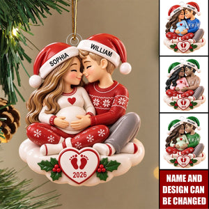 Personalized Pregnancy Christmas Ornaments, Acrylic Decorations With Custom Names