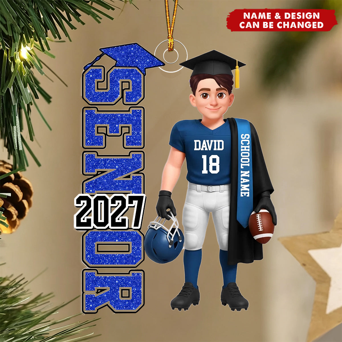 Personalized Acrylic Ornament - Christmas Gift For Football Seniors