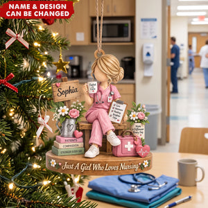 Personalized Nurse Ornament, Custom Name Christmas Tree Ornament