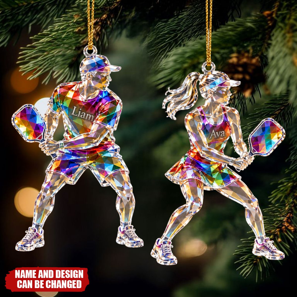 Personalized Pickleball Ornament, Custom Name Pickleball Player Gift