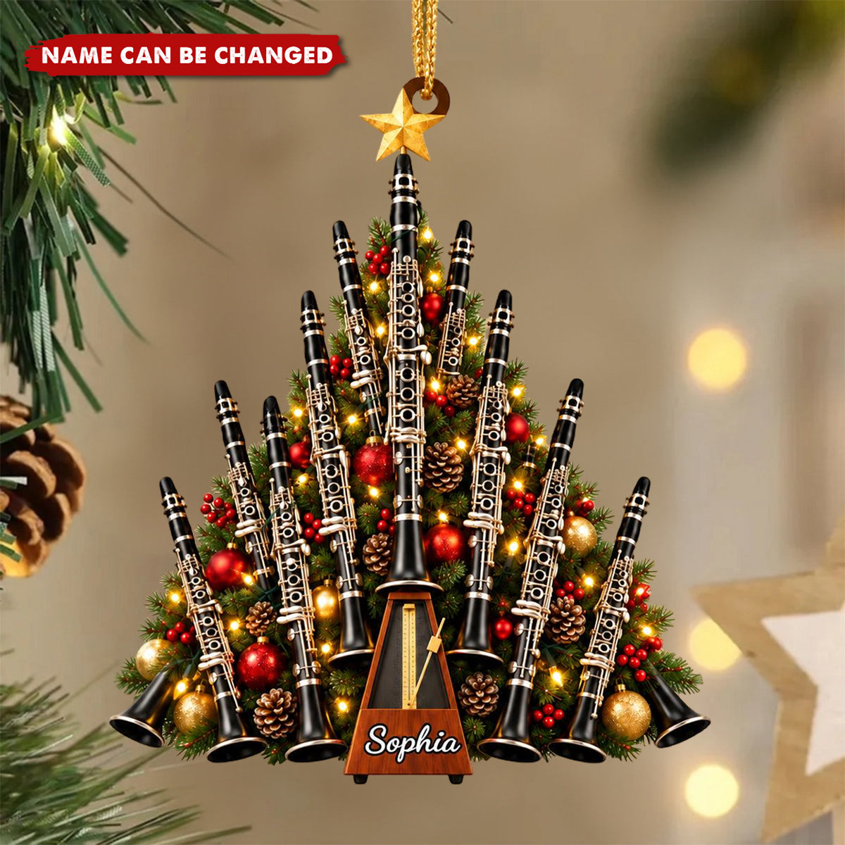 Personalized Clarinet Ornament, Custom Name Band Musician Gift