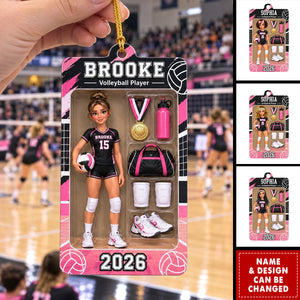 Personalized Volleyball Player Ornament, Custom Name Volleyball Girl Christmas Gift