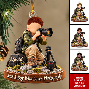 Photography Boy  Acrylic Ornament, Camera Lover Gift for Nephew