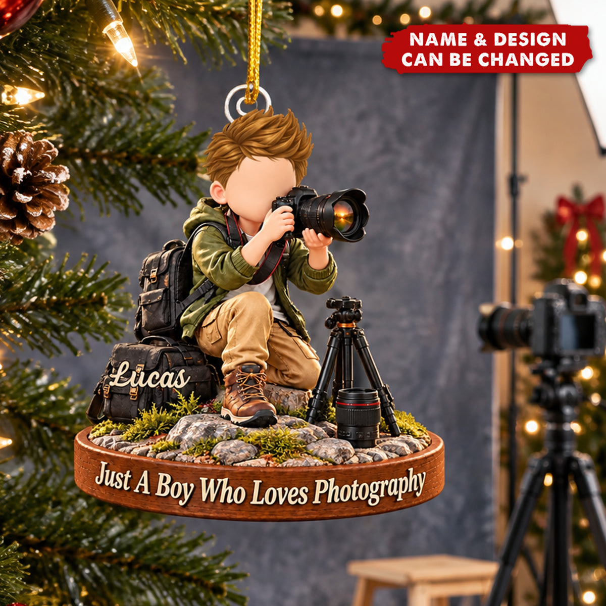 Photography Boy  Acrylic Ornament, Camera Lover Gift for Nephew