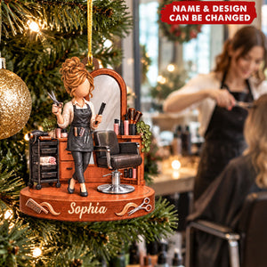 Personalized Hairstylist Ornament, Custom Name Hairdresser Christmas Ornament