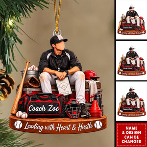 Personalized Baseball Coach Christmas Ornament, Custom Name Baseball Coach Gift