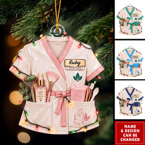 Custom Esthetician Beauty Christmas Ornament, Personalized Name Skincare Gift