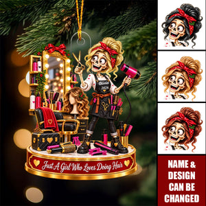 Personalized Skeleton Hairstylist Ornament: Custom Hairdresser Apron