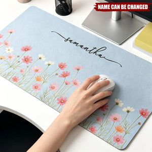 Custom Birth Flower & Name For Her, Coworkers, Friends, Teacher - Personalized Desk Mat