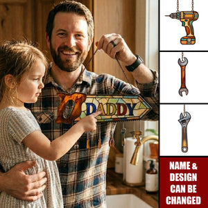 Daddy's Tool Kid Suncatcher Ornament - Personalized Gifts For Dad