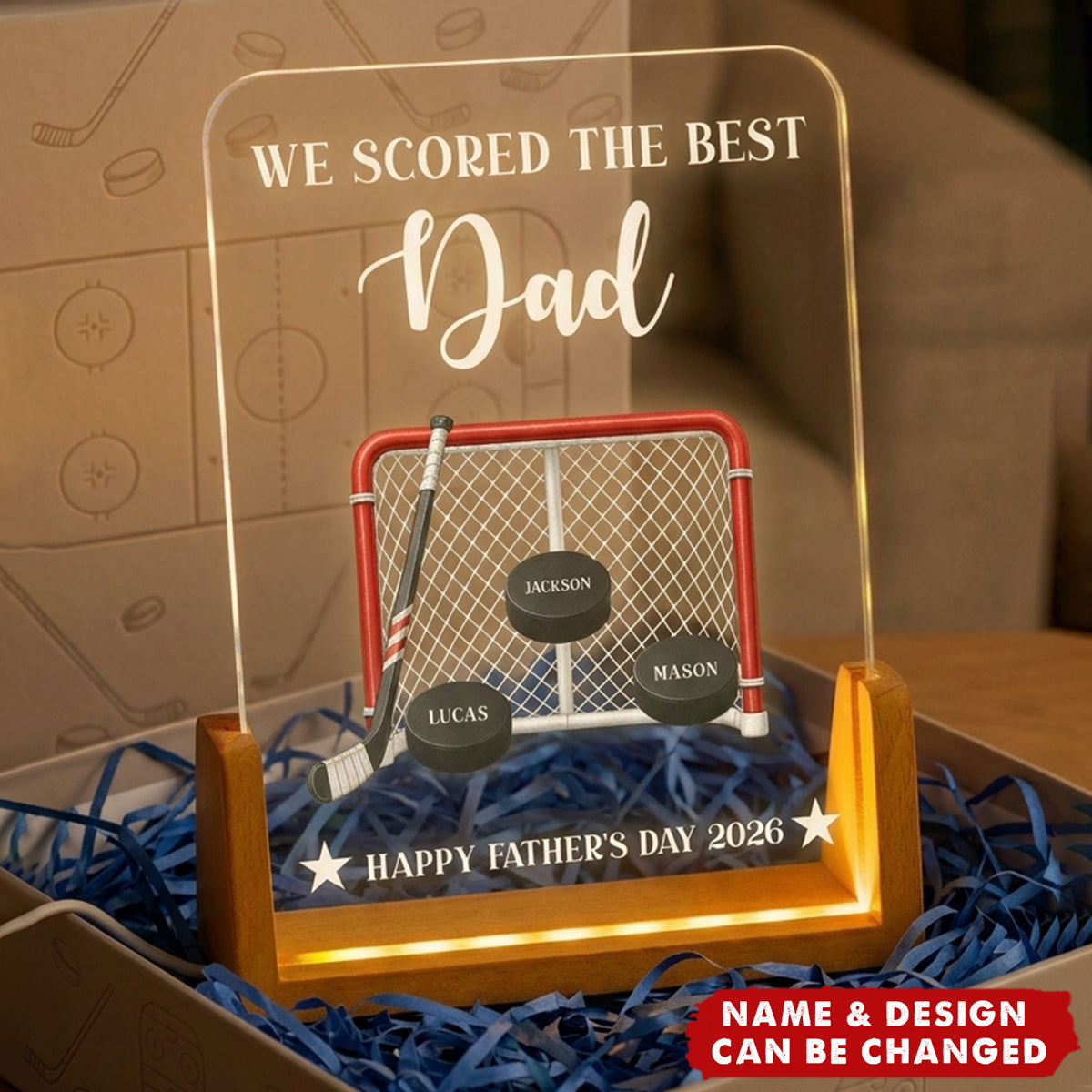Father's Day Gift For Hockey Dad,We Scored The Best Dad-Daddy Personalized Night Light