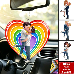 LGBT+ Couple Forever Love Is Love - Personalized Car Hanger
