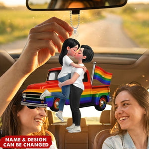 LGBT+ Couple Forever Love Wins - Personalized Car Hanger - Gift For Couple, Happy Pride Month