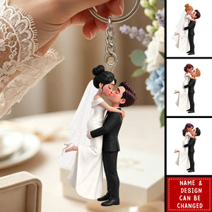 Wedding Couple - Personalized Acrylic Keychain-Wedding Gift Anniversary Gift Newlywed Gift