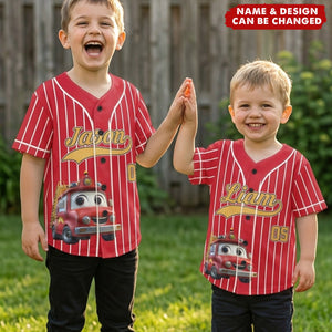 Kid Cartoon Dinosaurus Vehicles - Personalized Jersey Shirt
