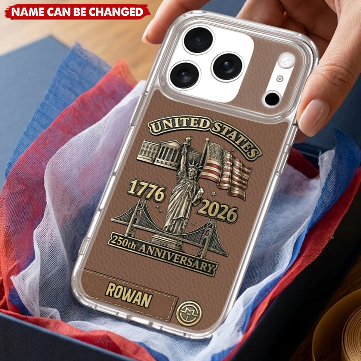 United States 250th Anniversary, Personalized Clear Phone Case, Gift For Patriots