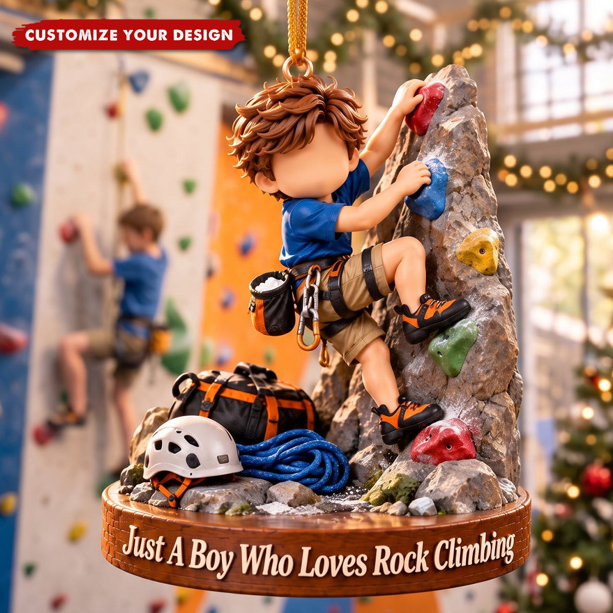 Personalized Rock Climbing Boy Ornament - Custom Climber Gift