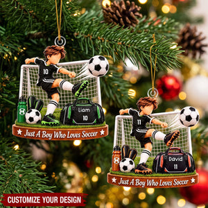 Personalized Soccer Player Acrylic Ornament, Custom Name Gift