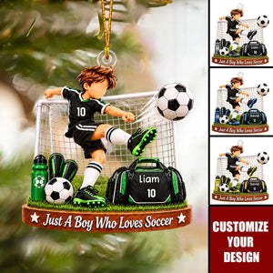 Personalized Soccer Player Acrylic Ornament, Custom Name Gift