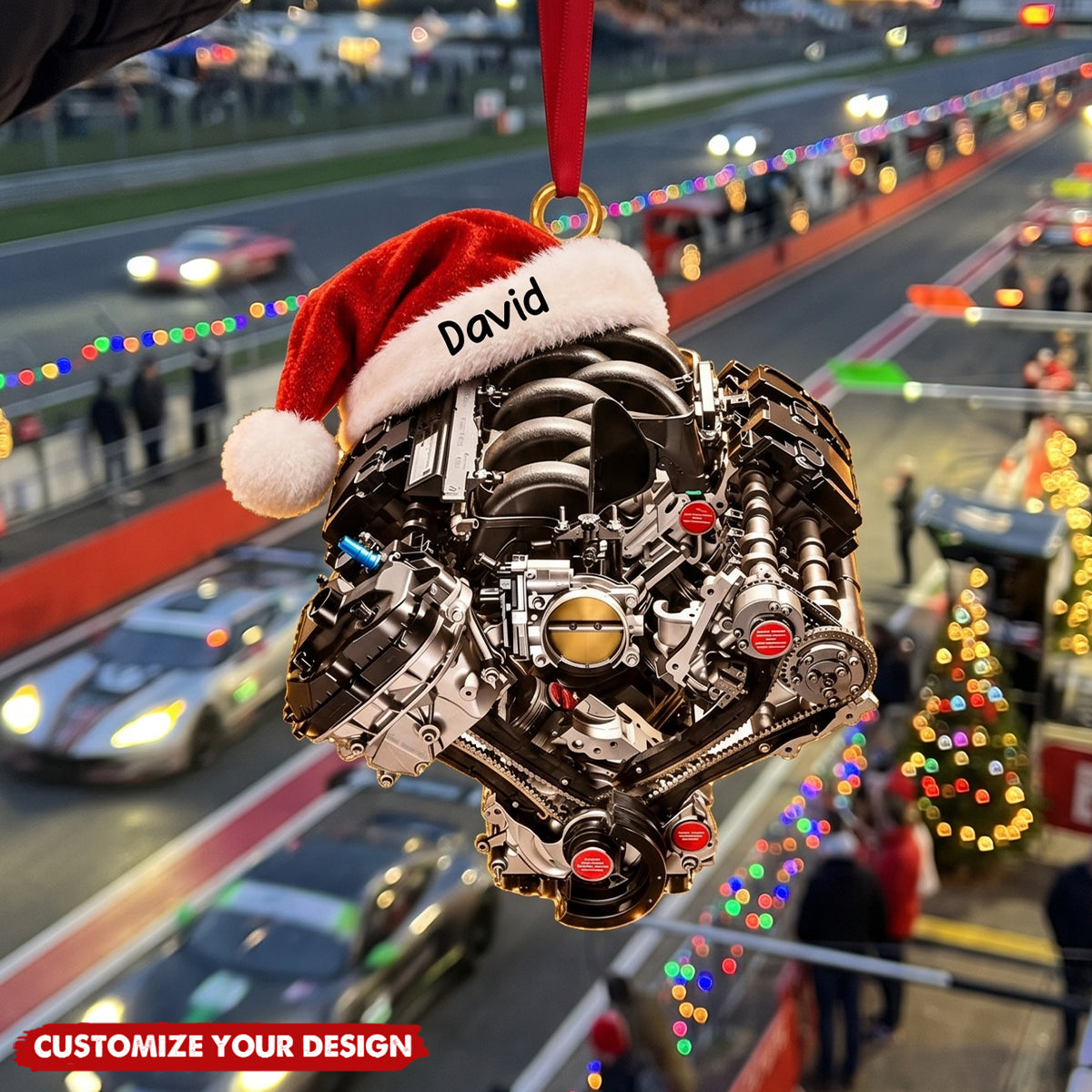 Personalized Racing V8 Engine Ornament - Personalized Gifts For Racing Fans