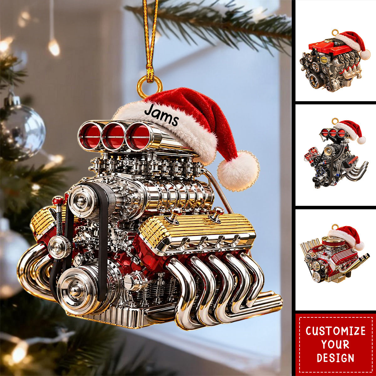 Personalized Racing V8 Engine Ornament - Personalized Gifts For Racing Fans