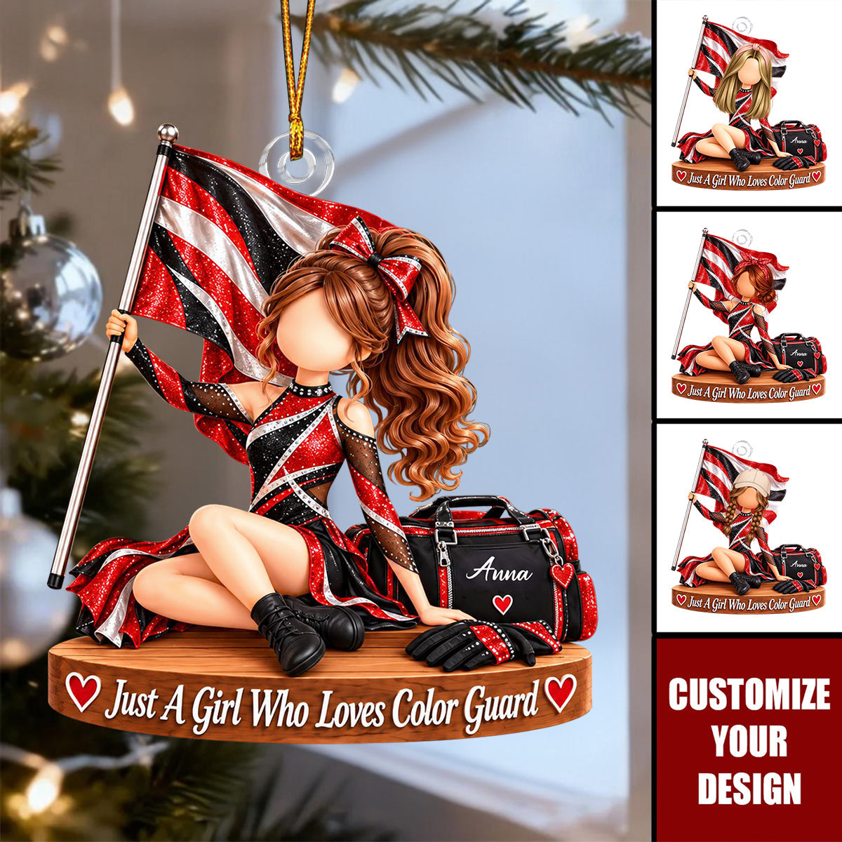 Personalized Color Guard Ornament - Custom Guard Girl Christmas Gift