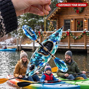 Personalized Crystal Kayak Hanging Decor - Custom Name Paddle Ornament