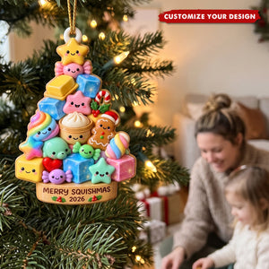 Personalized Merry Squishmas Squishy Christmas Tree Ornament - Custom Year Gift