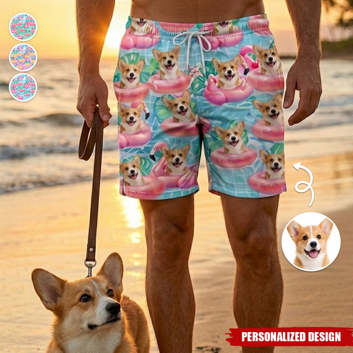 Custom Photo Tropical Hawaiian Aloha Men Beach Shorts - Personalized Summer Vacation And Travel Gifts For Dog Cat Lovers, Dog Dad And Mom, Cat Owners