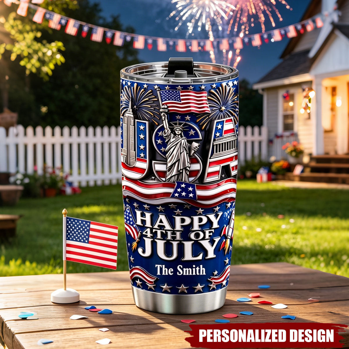 USA Happy 4th July Tumbler - Personalized Gifts For Family