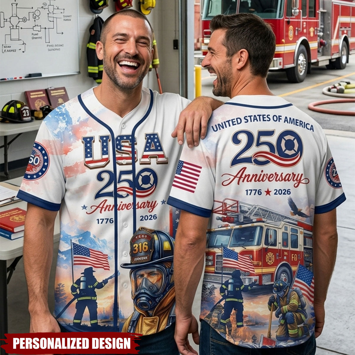 Heroic American Firefighter Jersey - Personalized Gifts For Firefighter