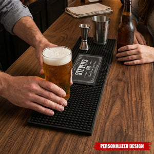 Home Bar Pub Accessories Art, Rubber Bartender Mat - Personalized Bar Mat