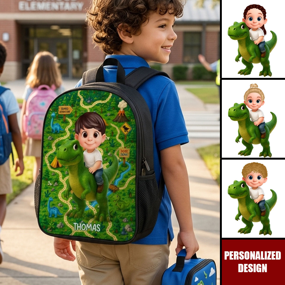 Dinosaur Adventure for Boys Girls - Personalized Backpack - Back to School Backpack for Kids