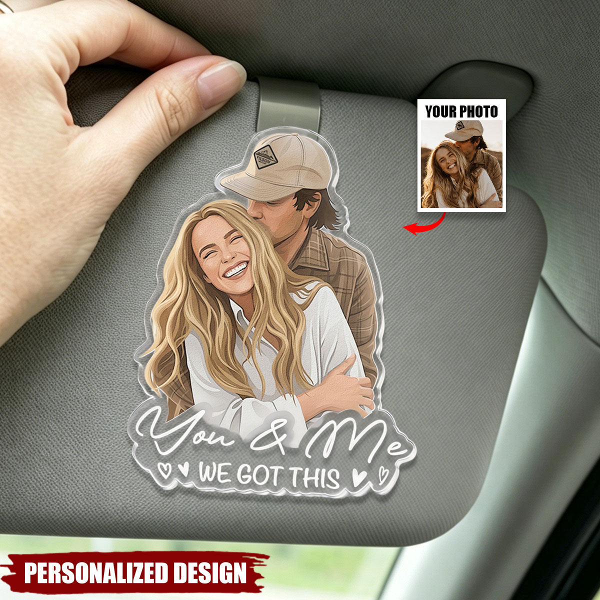 Custom Faceless Portrait  Anniversary Gifts For Him, Her - Personalized Car Visor Clip