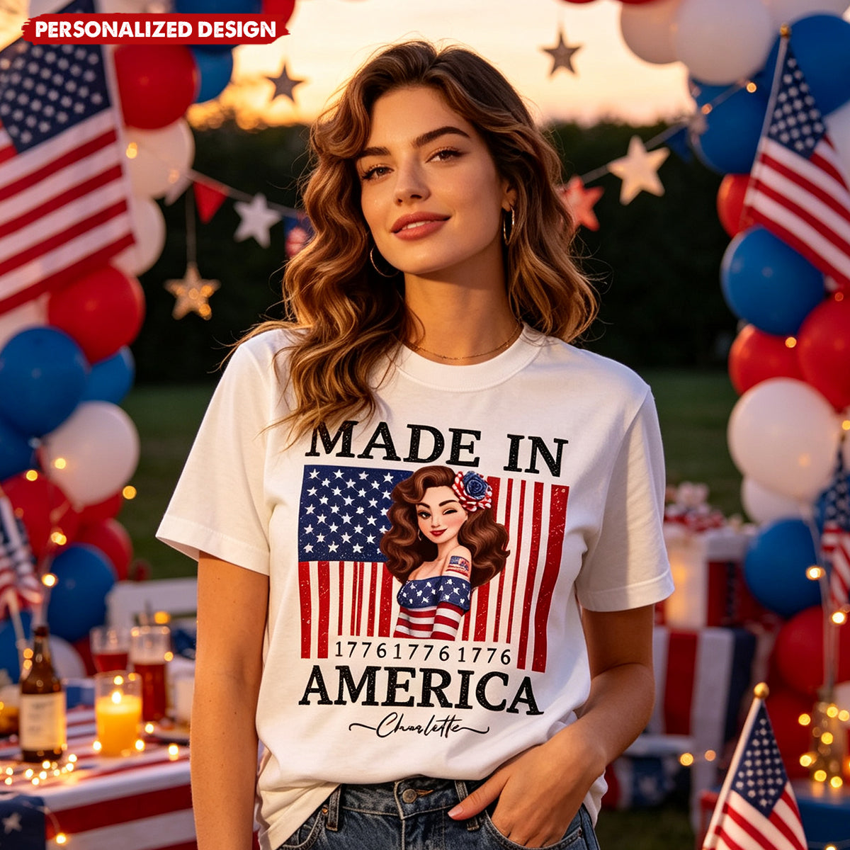 Made In America Patriotic Flag - Personalized Shirt
