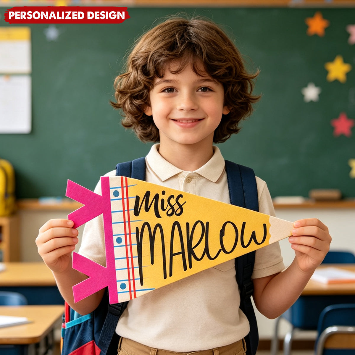 Teacher Custom Name Classroom Decor - Personalized Pennant