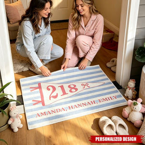 Stripes Pennant Dorm Room - Personalized Doormat