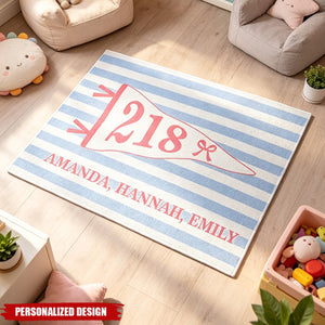 Stripes Pennant Dorm Room - Personalized Doormat
