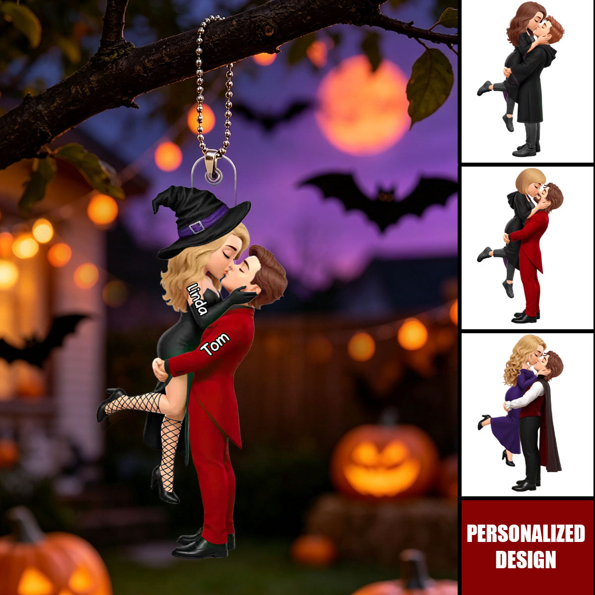 Personalized Halloween, Anniversary, and Wedding Gifts for Couples – Custom Hanging Ornament