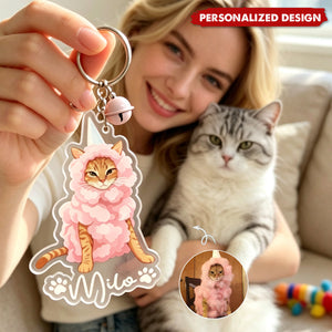 Custom Pet Portrait - Turn Photo Into Art, Gifts For Dog Lovers, Cat Lovers - Personalized Keychain