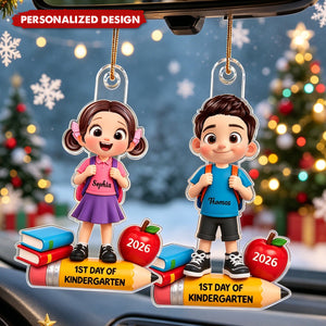 Custom Acrylic Hanging Ornaments for Kindergarten First Day – Back to School Gifts, Christmas Keepsake