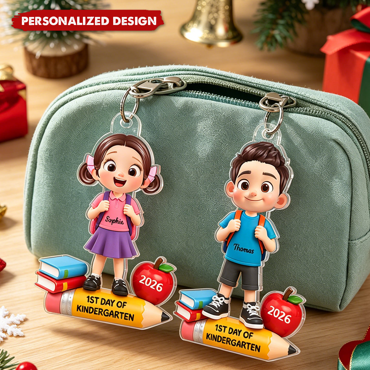Custom Acrylic Hanging Ornaments for Kindergarten First Day – Back to School Gifts, Christmas Keepsake