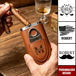 Custom Vintage Initial Names For Him, Husband, Dad, Papa - Personalized Cigar Case
