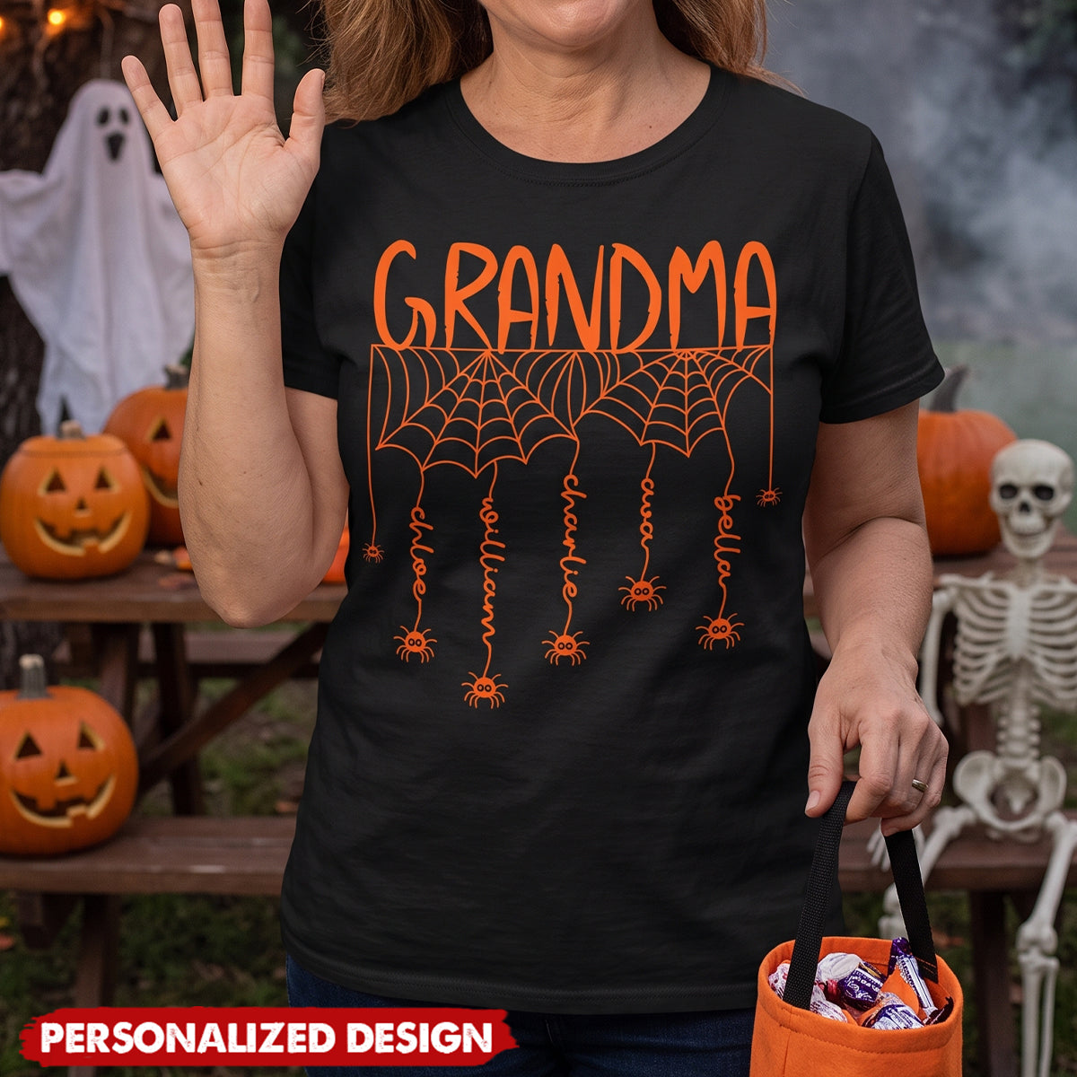 Grandma Spooky Spiders Web - Personalized Shirt