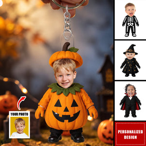 Custom Face Baby Halloween, Spooky Birthday Decor - Personalized Keychain